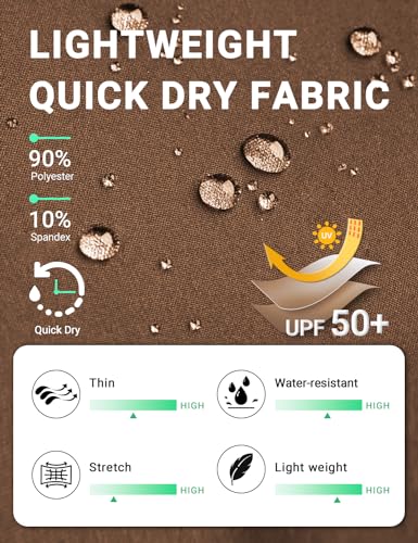 BVVU Women's Hiking Pants Lightweight Quick Dry Travel Outdoor Pants Waterproof Work Cargo Joggers with Zipper Pockets Brown - Image 3
