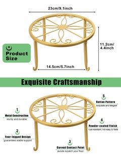 HomarKet 3-Pack Decent Metal Plant Stands, Heavy Duty Flower Pot Stands for Multiple Plant, Anti-Rust Iron Plant Pot Shelf, Decoration Racks for Home Indoor and Outdoor (Gold)  - Image 3