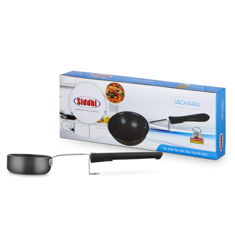Siddhi Hard Anodized Flat Vagharia (Tadka Pan) with 100mm Diameter and with Bakelite Over Steel Handle - Image 4