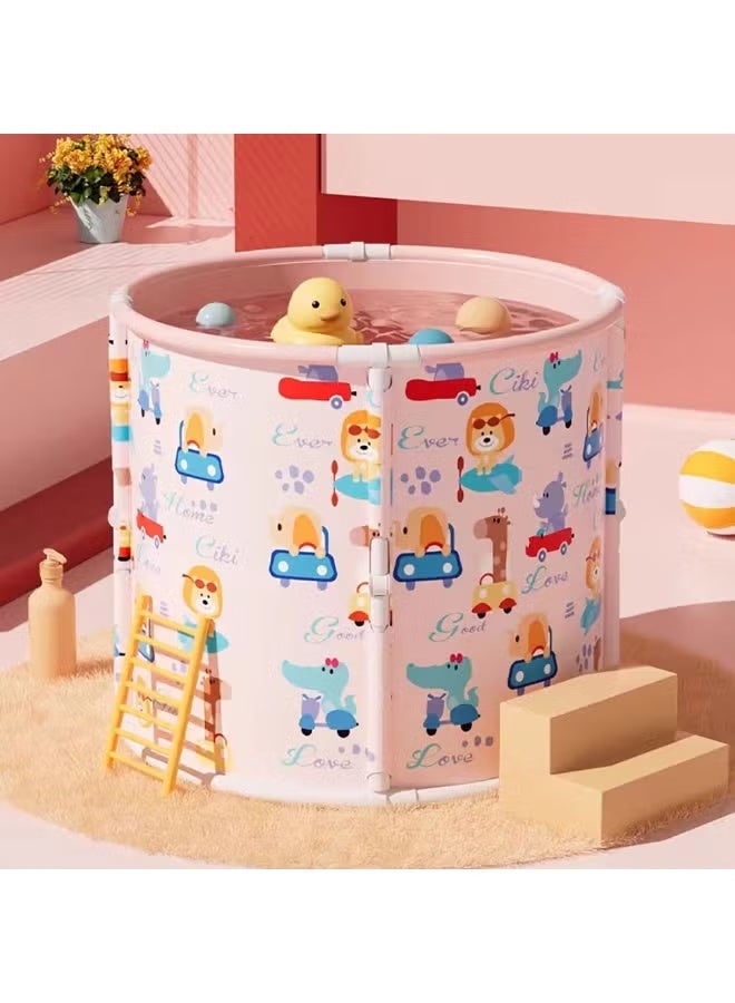 Foldable Portable Bath Bucket, PVC Bath Cloth Bucket, Enlarged and Deepened Independent Bathtub, Suitable for Family SPA/Hot Cold Baths, Suitable for Adults/Children/Babies (Pink) - Image 1