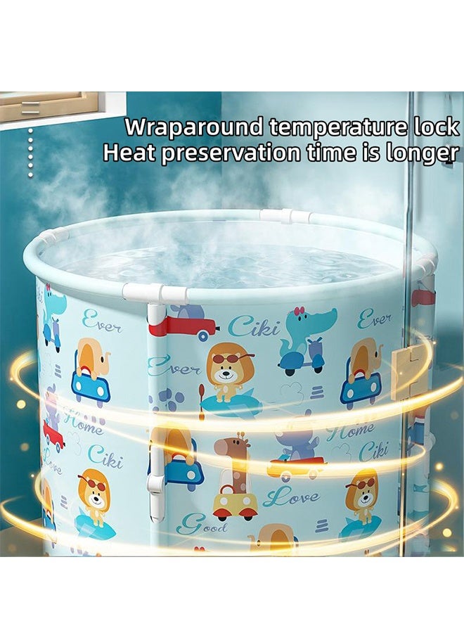 Foldable Portable Bath Bucket, PVC Bath Cloth Bucket, Enlarged and Deepened Independent Bathtub, Suitable for Family SPA/Hot Cold Baths, Suitable for Adults/Children/Babies (Pink) - Image 4