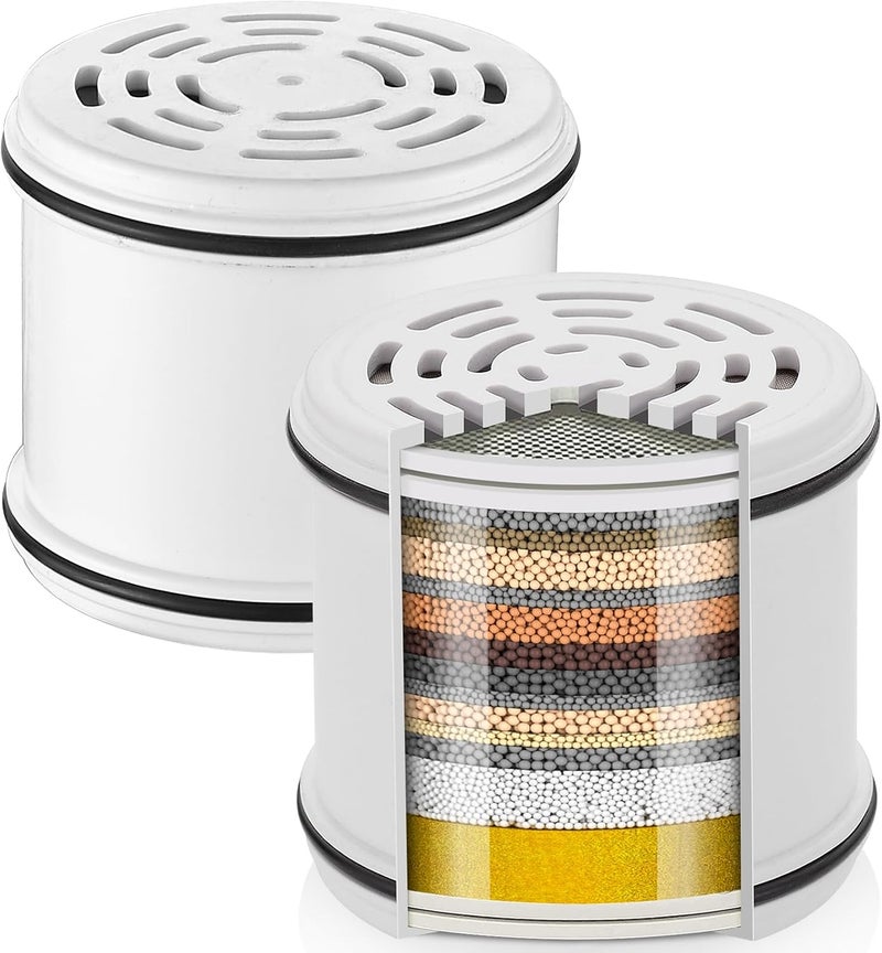 Cobbe 2 Pack Replacement Filters for Fixed Showerheads - Water Softener Filters Beads for Hard Water - Remove Chlorine - Reduces Dry Itchy Skin - Image 1