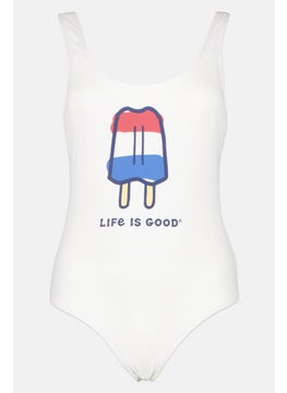 Women Lightly Padded Sleeveless One Piece Swimsuit, White