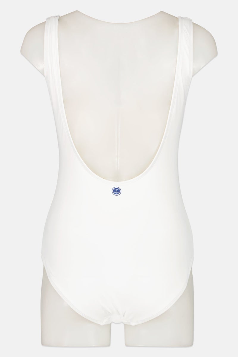 Life is Good Women Lightly Padded Sleeveless One Piece Swimsuit, White  - Image 3