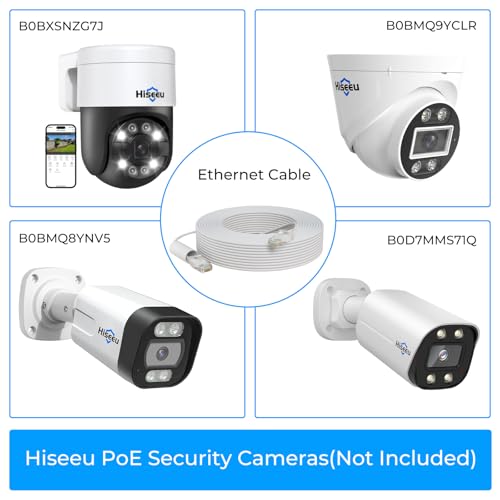 Hiseeu 64Ft Cat5e PoE Ethernet Cable,Network Cable with RJ45 Waterproof Connector,Different Network Cable Joints on Both Sides,1Gigabit/Sec,Compatible PoE Cameras and NVR System,RJ45-B-20 - Image 2
