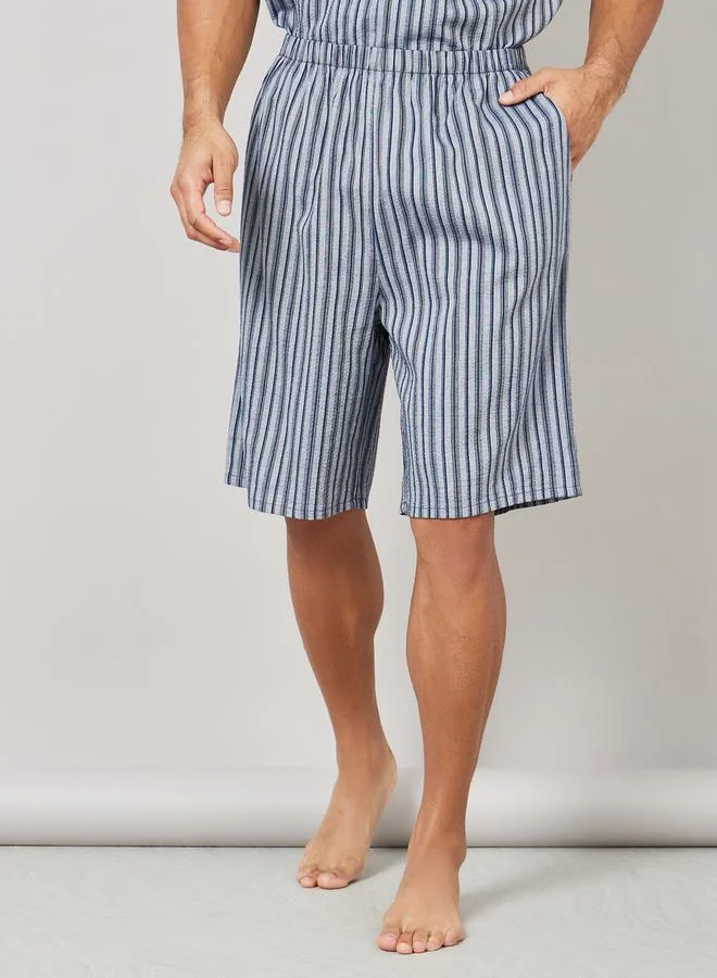 Styli Striped Revere Collar Shirt and Short set