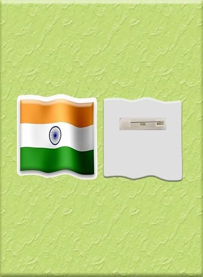 Deep Print Mart Republic Day Acrylic Flag Badge | 1 x 1.5 Inch Indian Tricolour Pin | Acrylic Lapel Badge for Independence Day & Republic Day Celebrations (10)