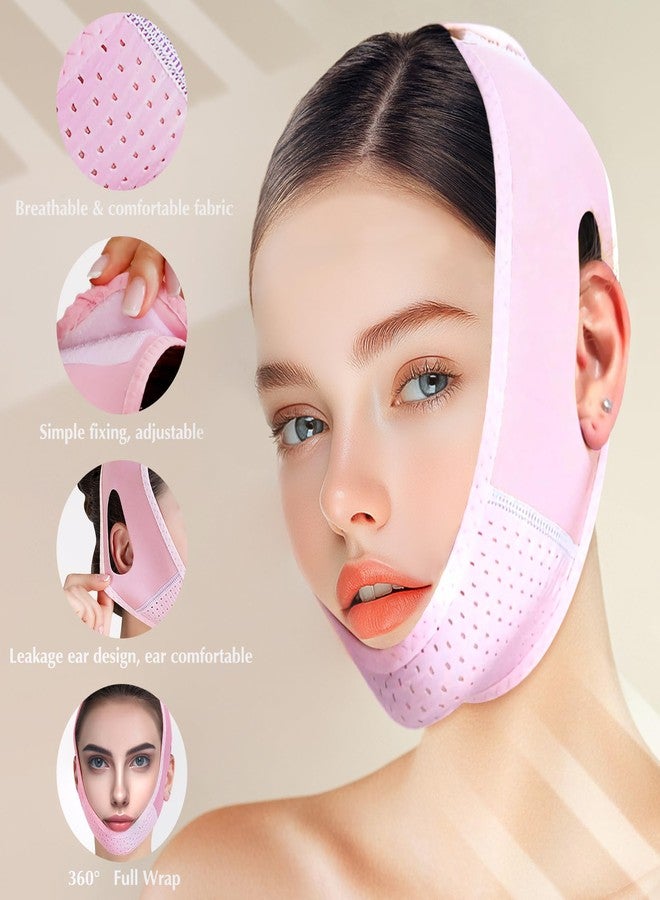Beiskll Reusable V Line Lifting Mask with Chin Strap, V Shaped Face Mask for Sagging, Jaw Exerciser (Pink) - Image 3