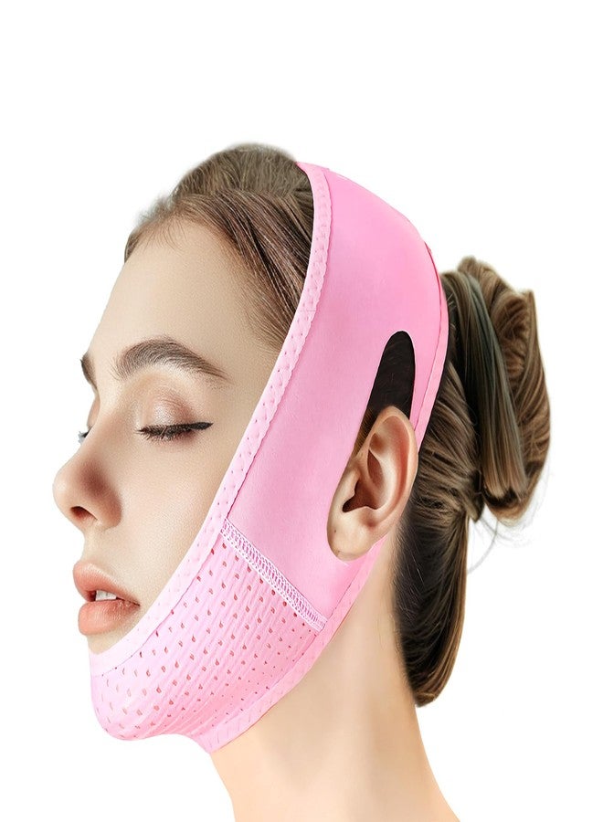 Beiskll Reusable V Line Lifting Mask with Chin Strap, V Shaped Face Mask for Sagging, Jaw Exerciser (Pink) - Image 1