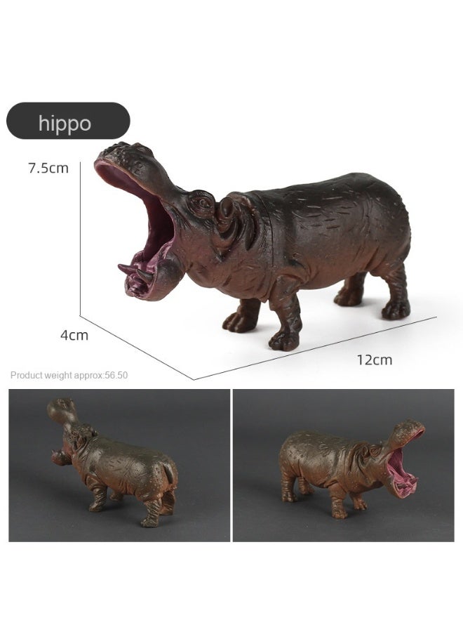 NIBEMINENT Kids' Realistic Wild Animal Toy Set - Hippo, Rhino, Camel, Elephant, Panda Figurines