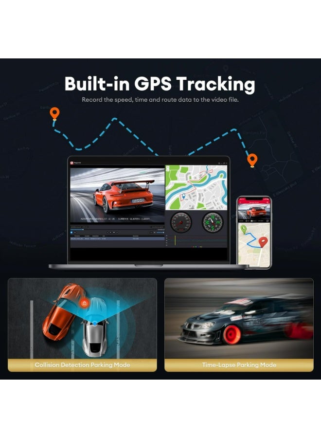 LINGDU LD06 5K/4K/2.5K Dash Cam 5GHz WiFi&GPS, Enhanced Super Night Vision with WDR and Starvis Sensor, Free 64GB SD Card, Voice Control, Parking Mode 24H, Support 256GB Max - Image 3