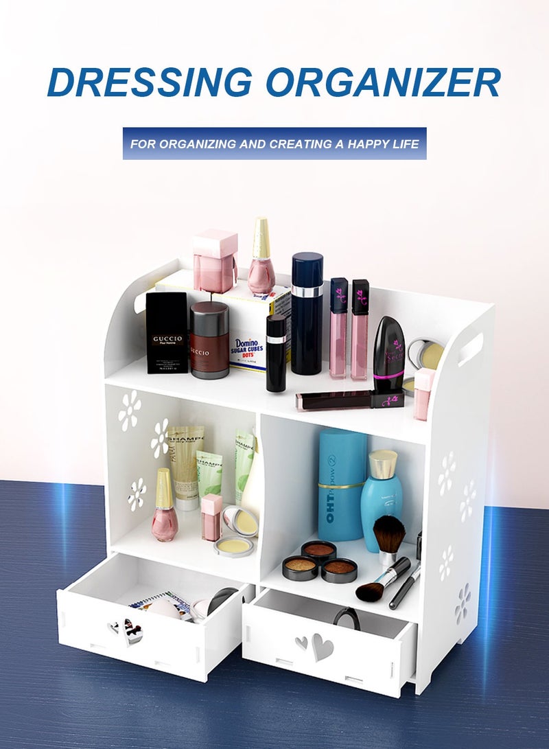 كيدل رف كتب لسطح المكتب، منظم مكتب عالي السعة، منظم بسيط لمستحضرات التجميل لسطح المكتب، رف تخزين لخزانة الأدراج DIY، رف غسيل - Image 2