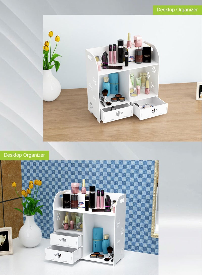 كيدل رف كتب لسطح المكتب، منظم مكتب عالي السعة، منظم بسيط لمستحضرات التجميل لسطح المكتب، رف تخزين لخزانة الأدراج DIY، رف غسيل - Image 3