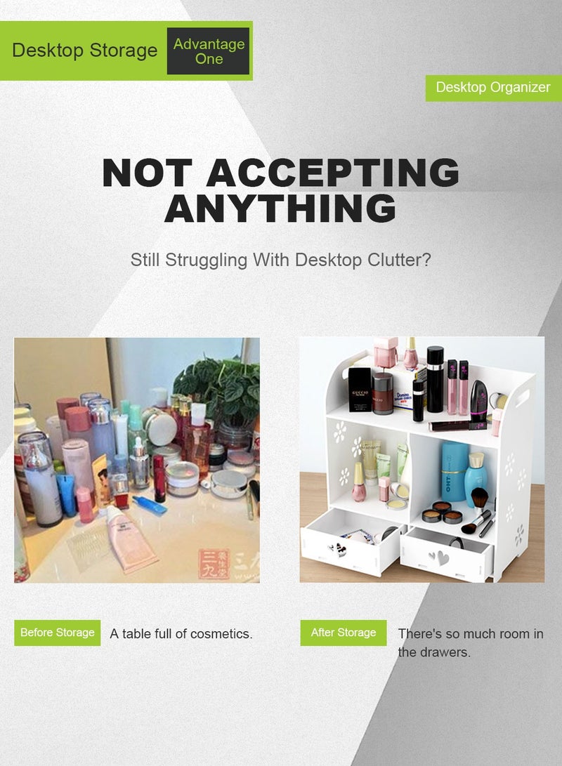 كيدل رف كتب لسطح المكتب، منظم مكتب عالي السعة، منظم بسيط لمستحضرات التجميل لسطح المكتب، رف تخزين لخزانة الأدراج DIY، رف غسيل - Image 5