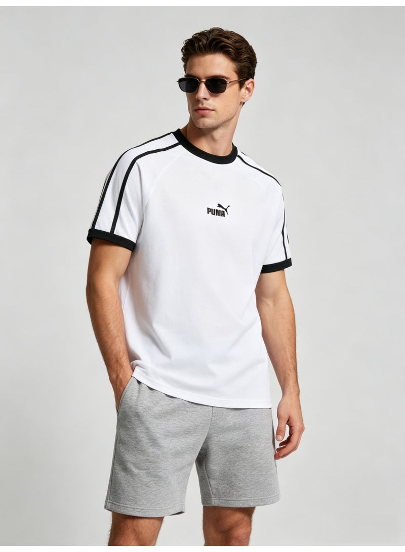 بوما PUMA Men’s Classic Raglan Sleeve T-Shirt - White/Black - Image 5