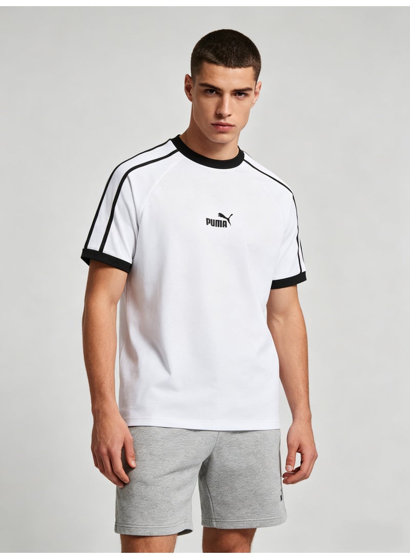 بوما PUMA Men’s Classic Raglan Sleeve T-Shirt - White/Black - Image 4