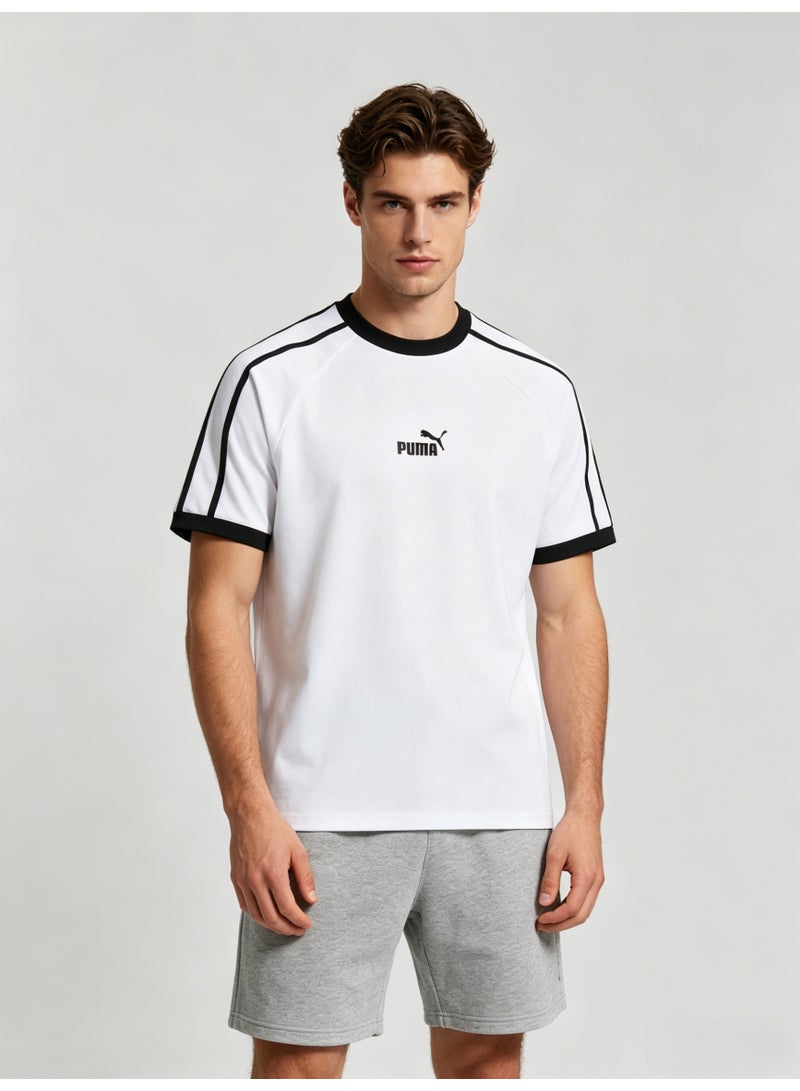 بوما PUMA Men’s Classic Raglan Sleeve T-Shirt - White/Black - Image 3