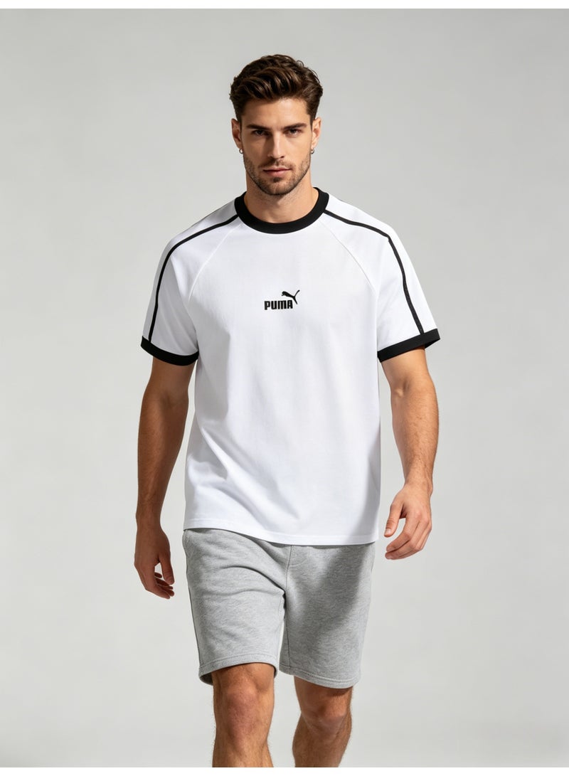بوما PUMA Men’s Classic Raglan Sleeve T-Shirt - White/Black - Image 2