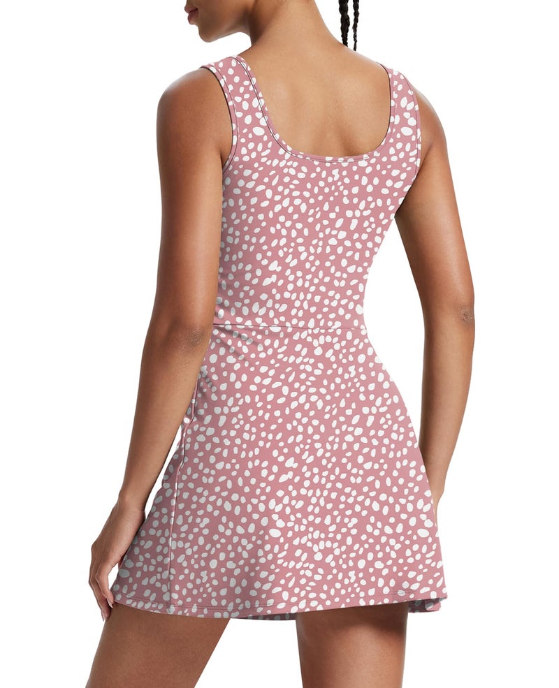 NIASHOT Tennis Athletic Dress for Women Bodycon Golf Active Spring Dresses Workout Skort Graduation Dress with Built in Shorts Fashion 2026 F-Pink Leopard L - Image 4