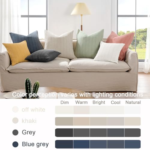 COCOPLOCEUS 18x18 Throw Pillow Covers Set of 2 Boho Decorative Pillow Shams Stone Washed Cotton Pillowcase Waffle Square for Couch Sofa Chair Bed Car, Blue Grey - Image 2