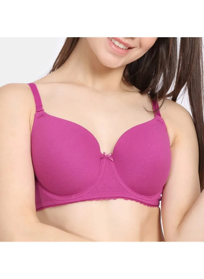 zivame Zivame Solid Balconette Bra with Hook and Eye Closure