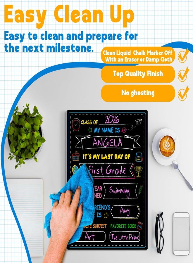 Melisheer First & Last Day of School Board, 14 X 11 in First Day of School Chalkboard, Double Sided Reusable Photo Sharing Prop for Kindergarten Preschool - Image 4