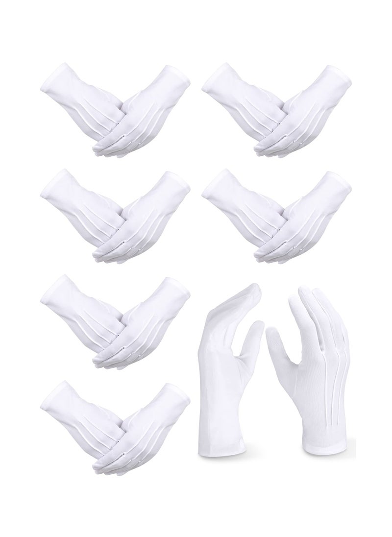 SYOSI - White Gloves, 6 Pairs for Men Women Parade Pallbearer Gloves Nylon Gloves for Formal Cosplay Party Costume Supplies Police Server Funeral Formal Tuxedo Guard Parade, Majorette Dance Uniform - Image 1