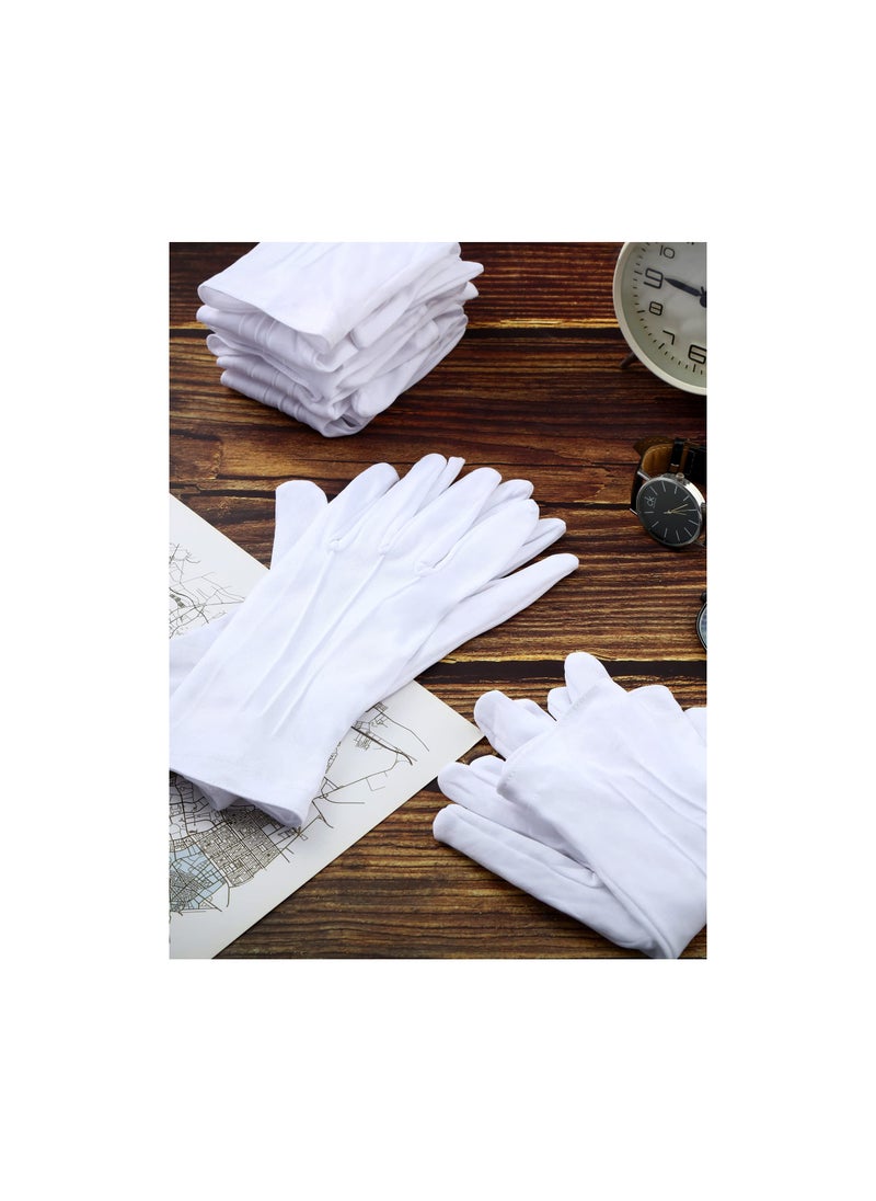 SYOSI - White Gloves, 6 Pairs for Men Women Parade Pallbearer Gloves Nylon Gloves for Formal Cosplay Party Costume Supplies Police Server Funeral Formal Tuxedo Guard Parade, Majorette Dance Uniform - Image 1