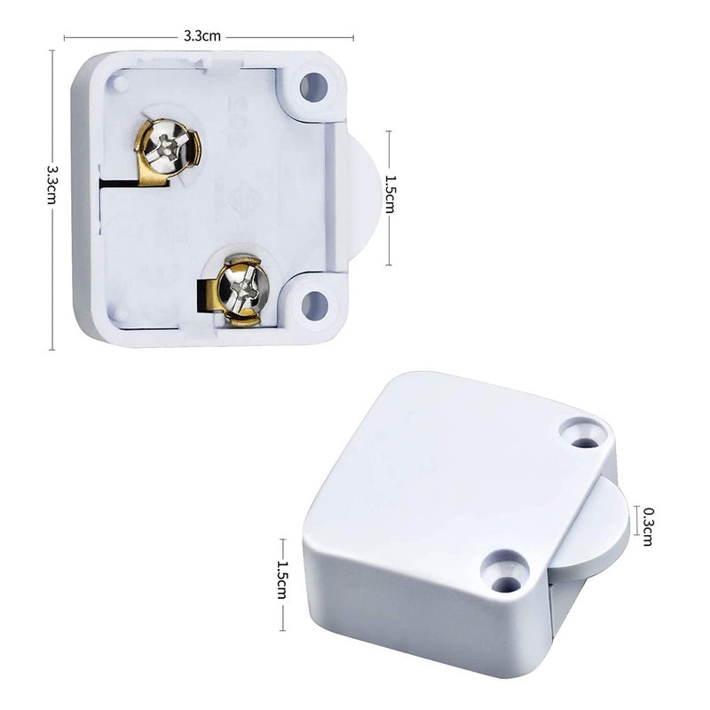KAKA LIGHT مفتاح باب خزانة الملابس KAKA LIGHT مفتاح باب أوتوماتيكي دفع للإيقاف أبيض عبوة من 20 - Image 3