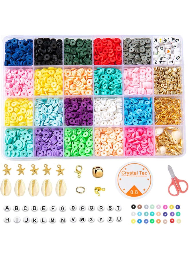 4080 pieces clay beads for jewellery making for girls, necklace making kit bracelet making kit seed beads for girls DIY material: polymer clay box size: 17.5 10 2.2 cm flat clay beads size: diameter: 6 mm thickness: 1 mm age includes: 4000 x flat clay beads 1 x white elastic rope 1 x scissors 20 x lobster clasp 50 x letter beads 5 x sections. 5 star pendant 5 star pendant x Shells 50 x Open Bow 100 x Spacer Beads 40 x Buckle 1 x Storage Box Note: 1. There will be a small error due to manual aging. Please understand and contact the use. 2. Do not let children under 6 years old use it alone to prevent swallowing. For use under adult supervision. 3. The work on completing the picture is for reference only. It is not included in the age. Macllar-: If you have any questions about the products, please feel free to contact us at any time. We will help you solve the problem in time. We wish you a pleasant shopping experience. - Image 1