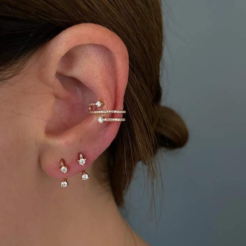 Obidos 14K Gold Plated Cubic Zirconia Ear Jacket Statement Earrings for Women | Front & Back Stud Earring Jackets - Image 3