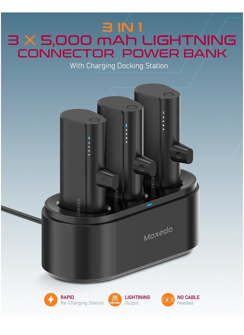 Moxedo - Moxedo 3 in 1 5000 mAh Lightning Connector Power Bank 20W PD with Charging Docking Station Portable Charger Compatible for iPhone 14/14 Pro Max/13/12/11/X/8/7/6 Plus - Image 1