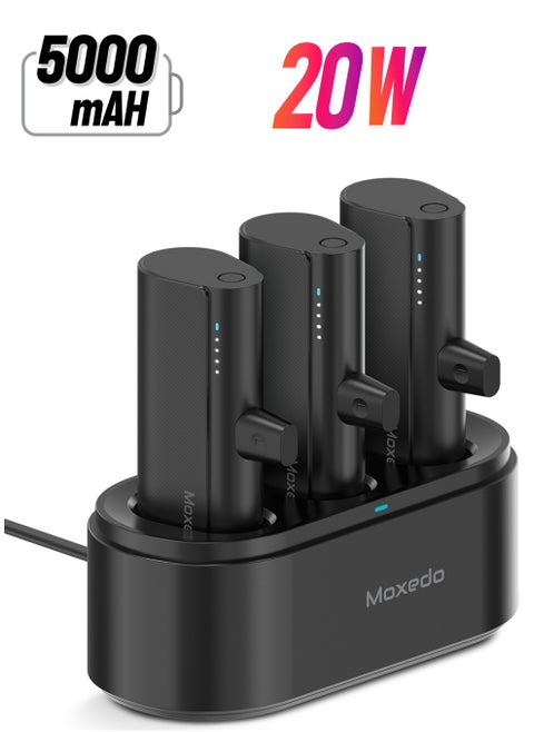 Moxedo 3 in 1 5000 mAh Lightning Connector Power Bank 20W PD with Charging Docking Station Portable Charger Compatible for iPhone 14/14 Pro Max/13/12/11/X/8/7/6 Plus