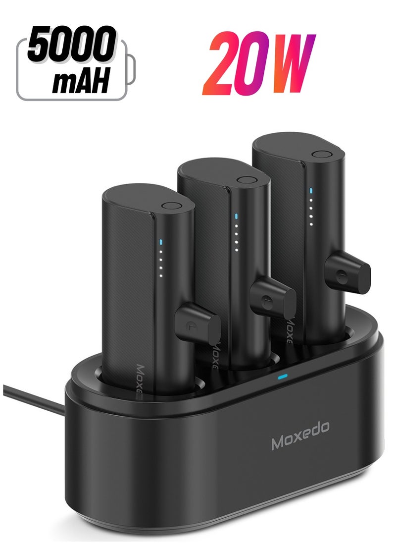 Moxedo - Moxedo 3 in 1 5000 mAh Lightning Connector Power Bank 20W PD with Charging Docking Station Portable Charger Compatible for iPhone 14/14 Pro Max/13/12/11/X/8/7/6 Plus - Image 1