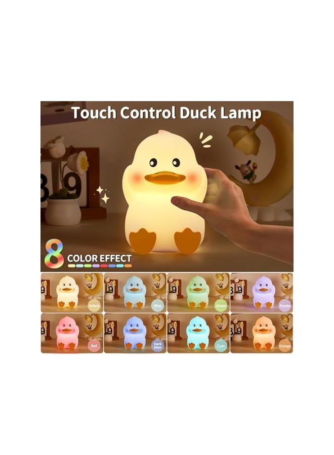The Bros Night Light Cute Duck, Night Light for Kids 7 Colors 3 Levels Dimmable Silicone & Remote Control, LED Squishy Novelty Lamp Rechargeable Nightlights Baby Toddler Gift Room Decor (Little Duck) - Image 4