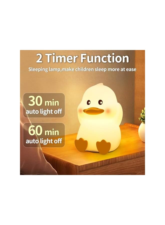 The Bros Night Light Cute Duck, Night Light for Kids 7 Colors 3 Levels Dimmable Silicone & Remote Control, LED Squishy Novelty Lamp Rechargeable Nightlights Baby Toddler Gift Room Decor (Little Duck) - Image 5