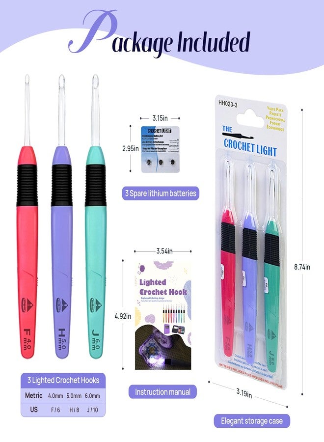 Lewhoo LED Lighted Crochet Hooks Counting 4.0-6.0mm - Image 2