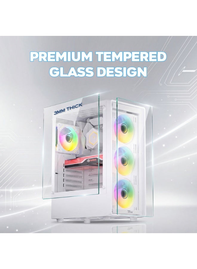 تويستيد مايندز Gaming Case, RAMPAGE Mid Tower PC Case, Tempered Glass Side Panel, ATX / M-ATX / Mini-ITX Support, High Airflow Gaming Case| TM-RAMPAGE-B white - Image 5