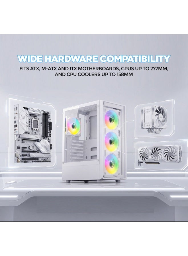 تويستيد مايندز Gaming Case, RAMPAGE Mid Tower PC Case, Tempered Glass Side Panel, ATX / M-ATX / Mini-ITX Support, High Airflow Gaming Case| TM-RAMPAGE-B white - Image 4