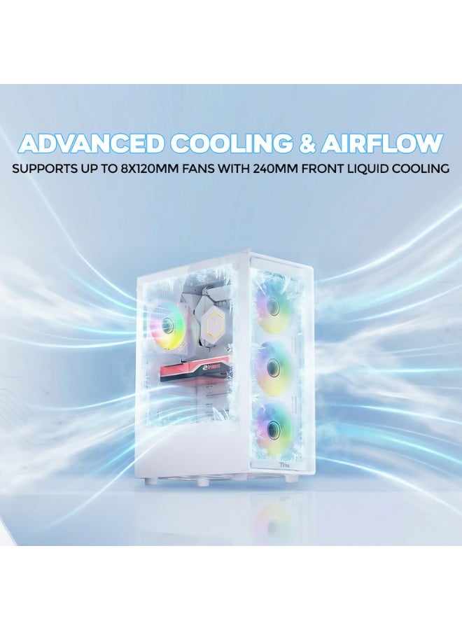 تويستيد مايندز Gaming Case, RAMPAGE Mid Tower PC Case, Tempered Glass Side Panel, ATX / M-ATX / Mini-ITX Support, High Airflow Gaming Case| TM-RAMPAGE-B white - Image 2