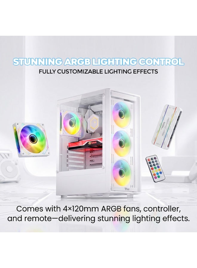 تويستيد مايندز Gaming Case, RAMPAGE Mid Tower PC Case, Tempered Glass Side Panel, ATX / M-ATX / Mini-ITX Support, High Airflow Gaming Case| TM-RAMPAGE-B white - Image 3