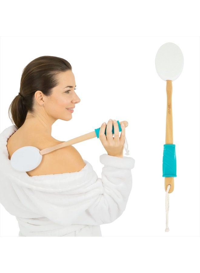 VIVE Lotion Applicator for Back, Feet (17.5") - Self Washer Beauty Shower Sponge, Long Handle Cream Wand for Elderly, Women - Apply Medicine, Skin Cream, Body Wash, Sunscreen -Easy to Clean - Image 1