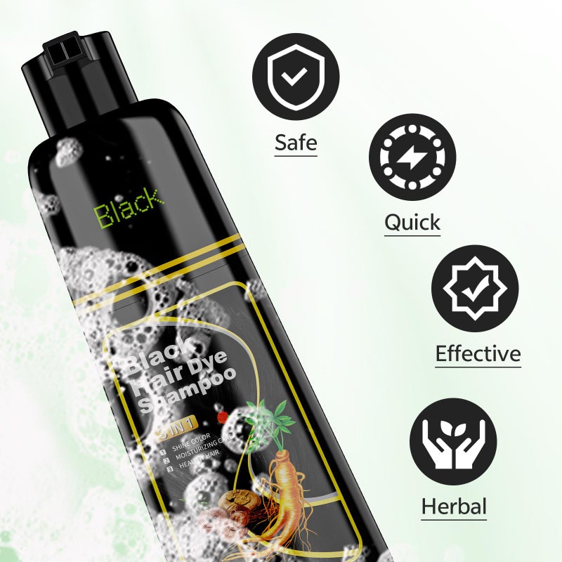 JUANCHI Black Hair Dye Shampoo 3 in 1, 150ML Hair Dye Shampoo for Women Men - Image 4