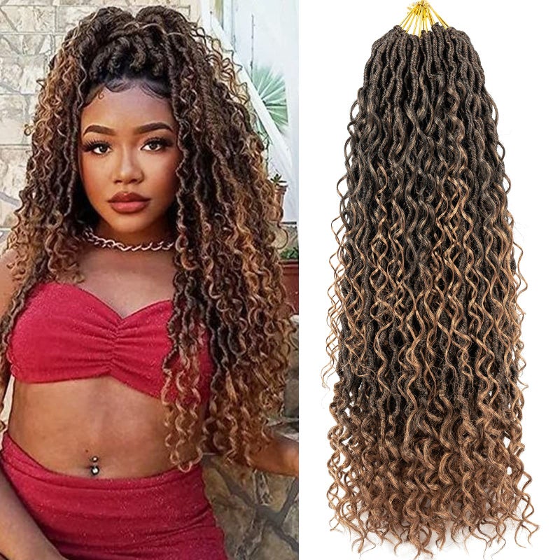 T30 New Boho Goddess Locs Crochet Hair 22 Inch 8 Packs Bohemian Faux Locs Crochet Hair With Curly Ends Long Pre Looped Hippie River Locs For Black Women Crochet Braid22T1B30
