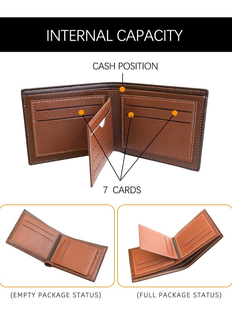 CarrKen Men's Wallet Business Casual Short Leather Stylish Comfortable Mini Wallet Black - Image 3