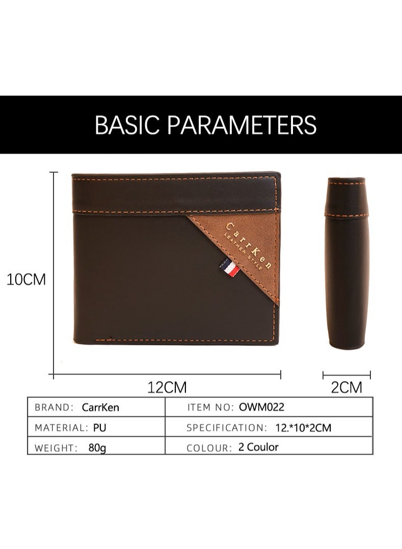 CarrKen Men's Wallet Business Casual Short Leather Stylish Comfortable Mini Wallet Black - Image 5