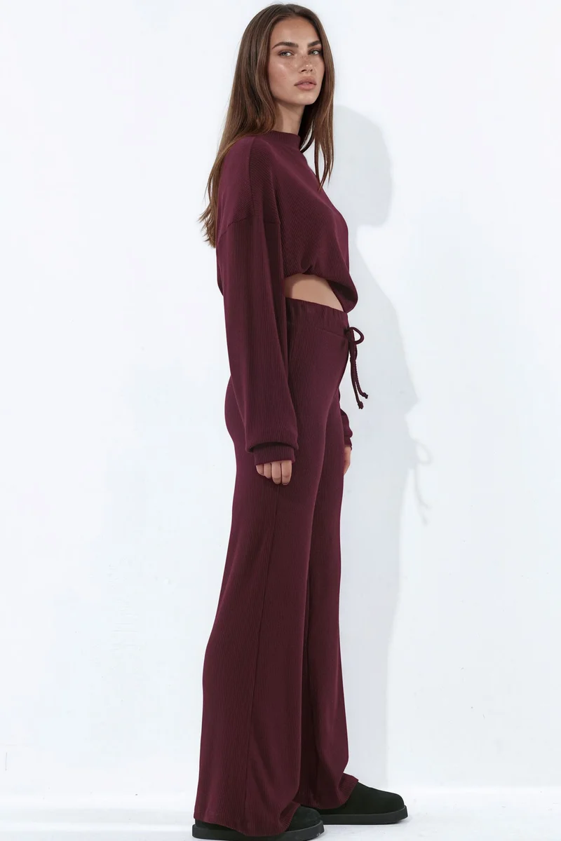 Busem Burgundy Red BUSEM Women's Elastic Waist Straight Pants for Women | Best Price UAE