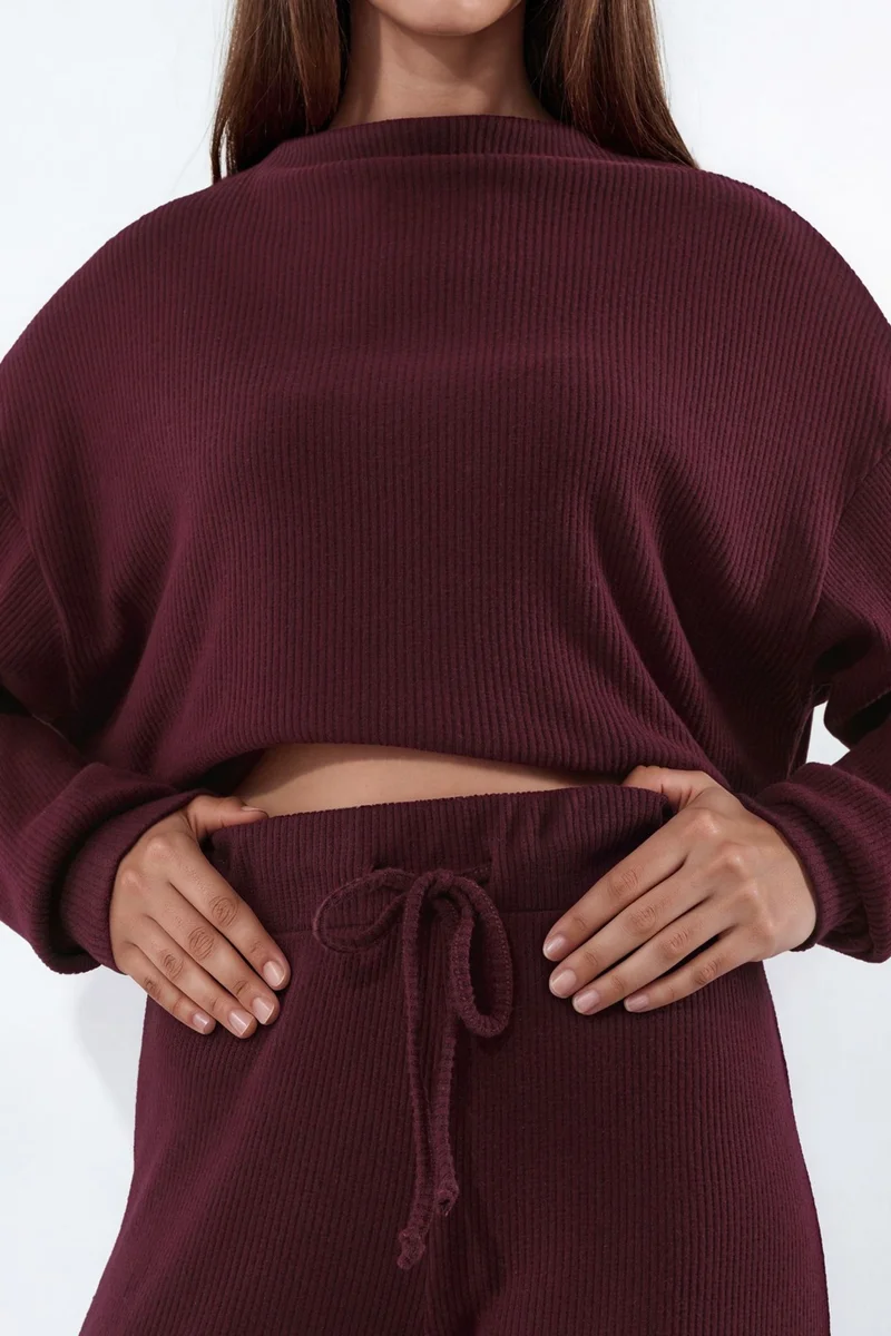 Busem Burgundy Red BUSEM Women's Elastic Waist Straight Pants for Women | Best Price UAE