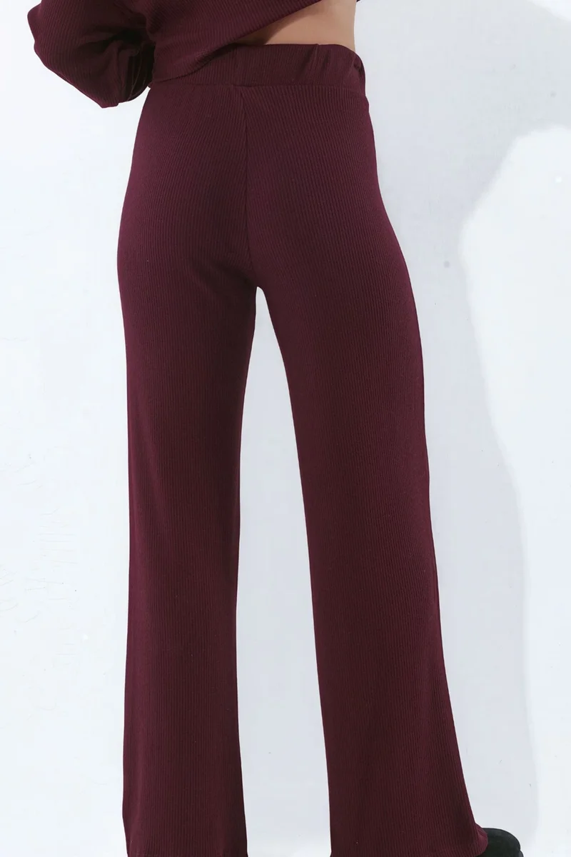 Busem Burgundy Red BUSEM Women's Elastic Waist Straight Pants for Women | Best Price UAE