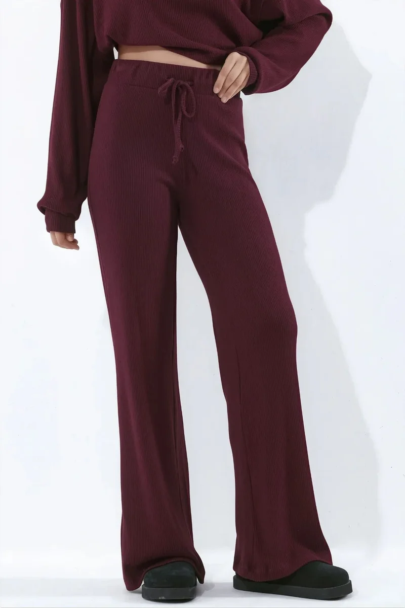 Busem Burgundy Red BUSEM Women's Elastic Waist Straight Pants for Women | Best Price UAE